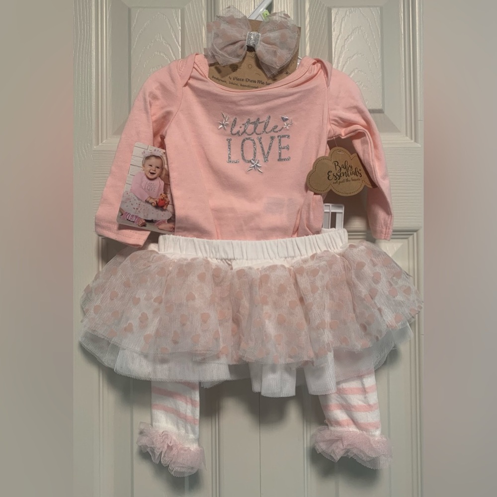 NWT Baby Essentials 4 pc. Little Love Tutu Outfit Set